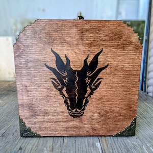 Personalized D&D Dice Box, Wood Burned Custom Dungeons and Dragons Dice Box