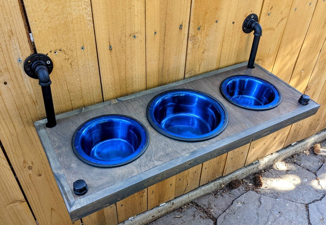 Dog Bowl Stand raised Feeder 3 Bowl Dog Feeder Pet Feeder Etsy