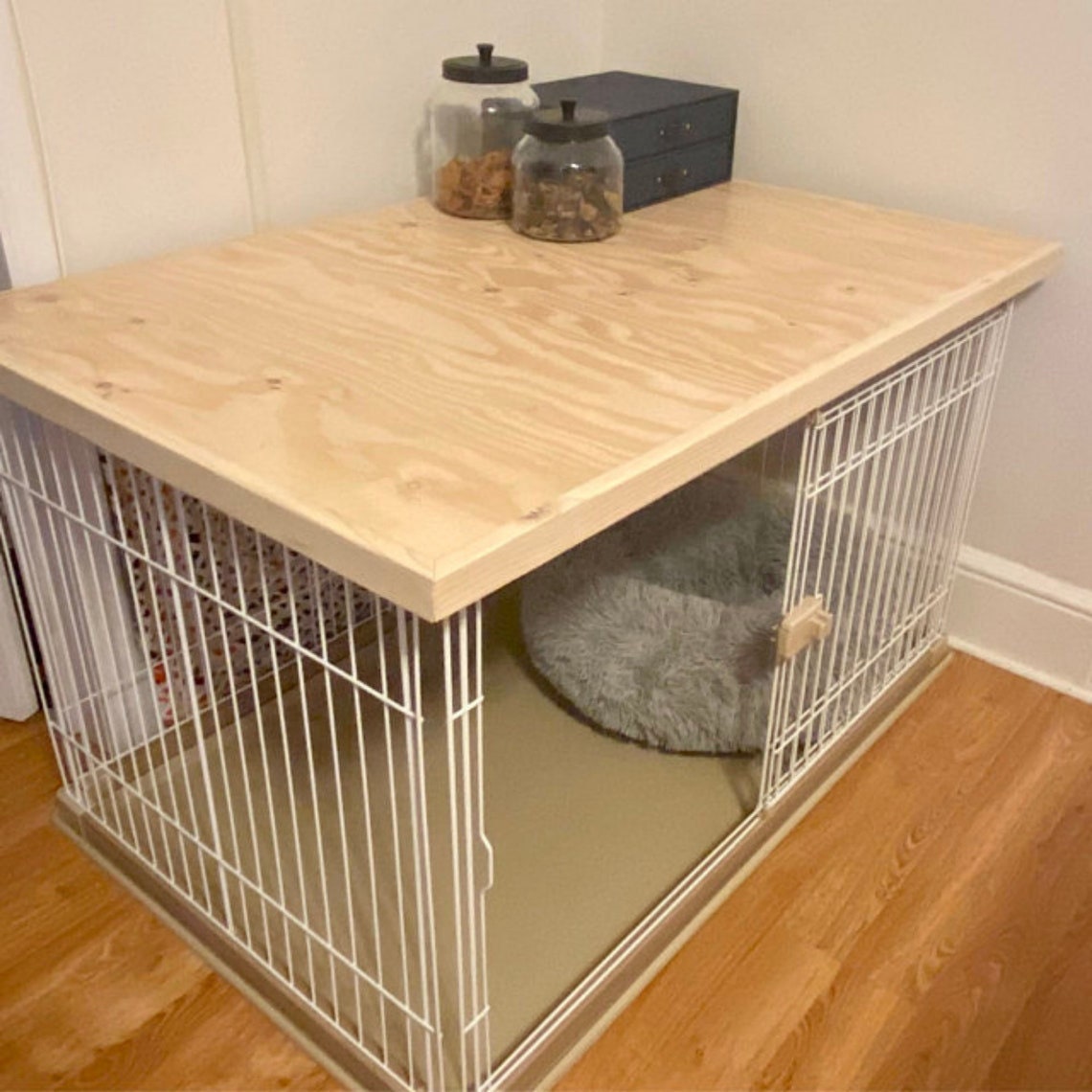 Safety Lip Handmade Dog Crate Cover, Furniture, Cover, Kennel Wood Table Top, Topper