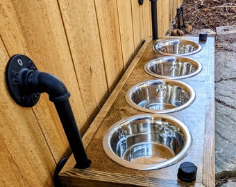 4 Bowl Dog Feeder, Personalized Raised Dog Feeder, 4 Bowl Dog Feeder, Elevated Dog Feeder, Rustic Dog Feeder, Large Elevated Dog Feeder