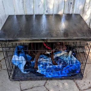 Pet Furniture, Dog Crate Topper , Safety Lip Included , Kennel Wood Table Top, Crate Cover
