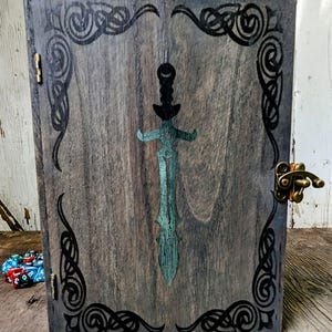 Handcrafted D&D Dice Box ,RPG Dice Storage, Personalized DnD Dice Box, Tabletop RPG Storage, Dice Box Rolling Tray, Dungeons and Dragons