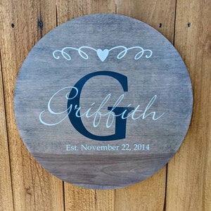 Family Last Name Sign for Personalized Wedding Gift, Farmhouse Decor Established Sign, Custom Wood Sign Engagement Gift, Wooden Name Sign