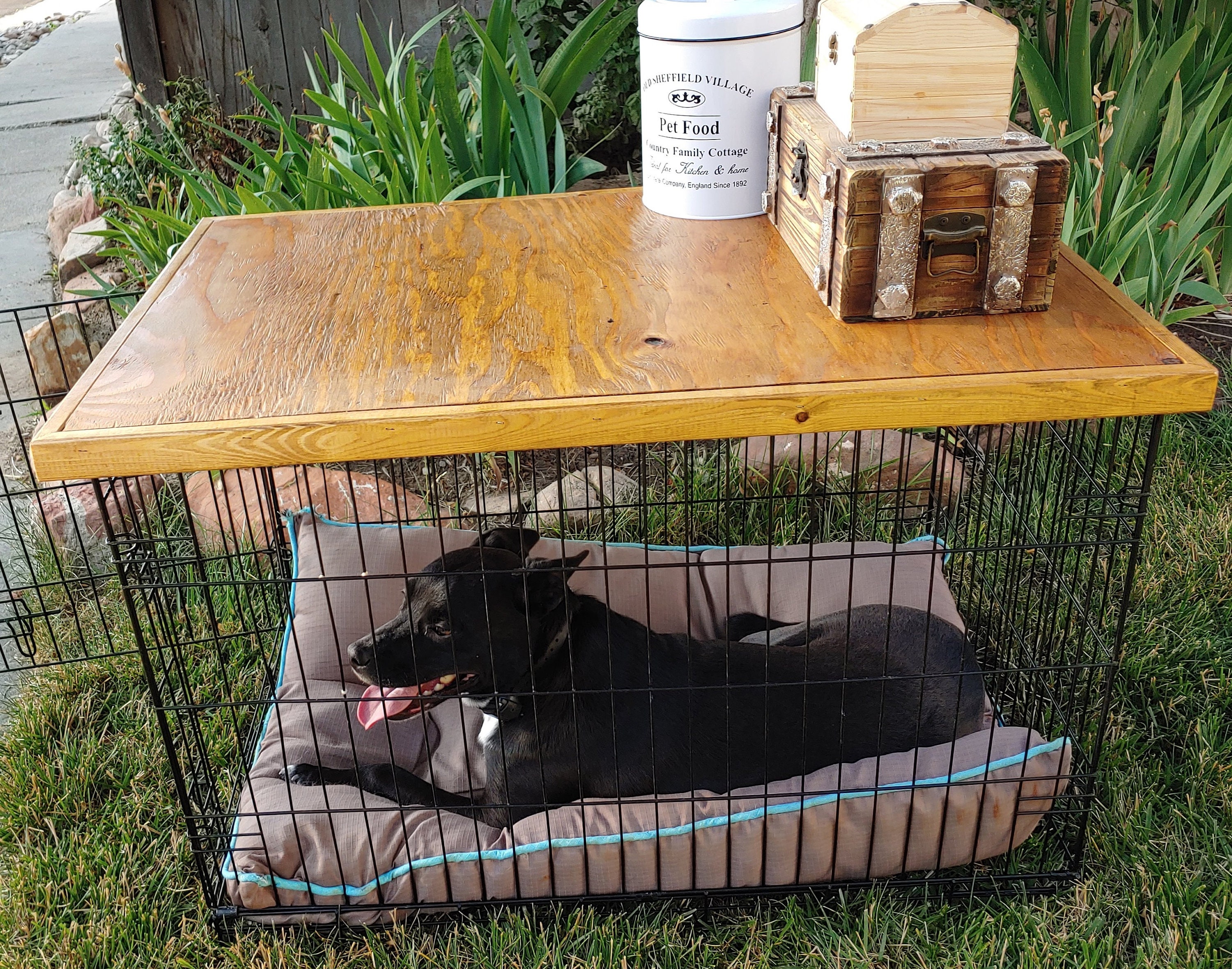 Dog crate tabledog kennel coverdog crate topper wire crate Etsy