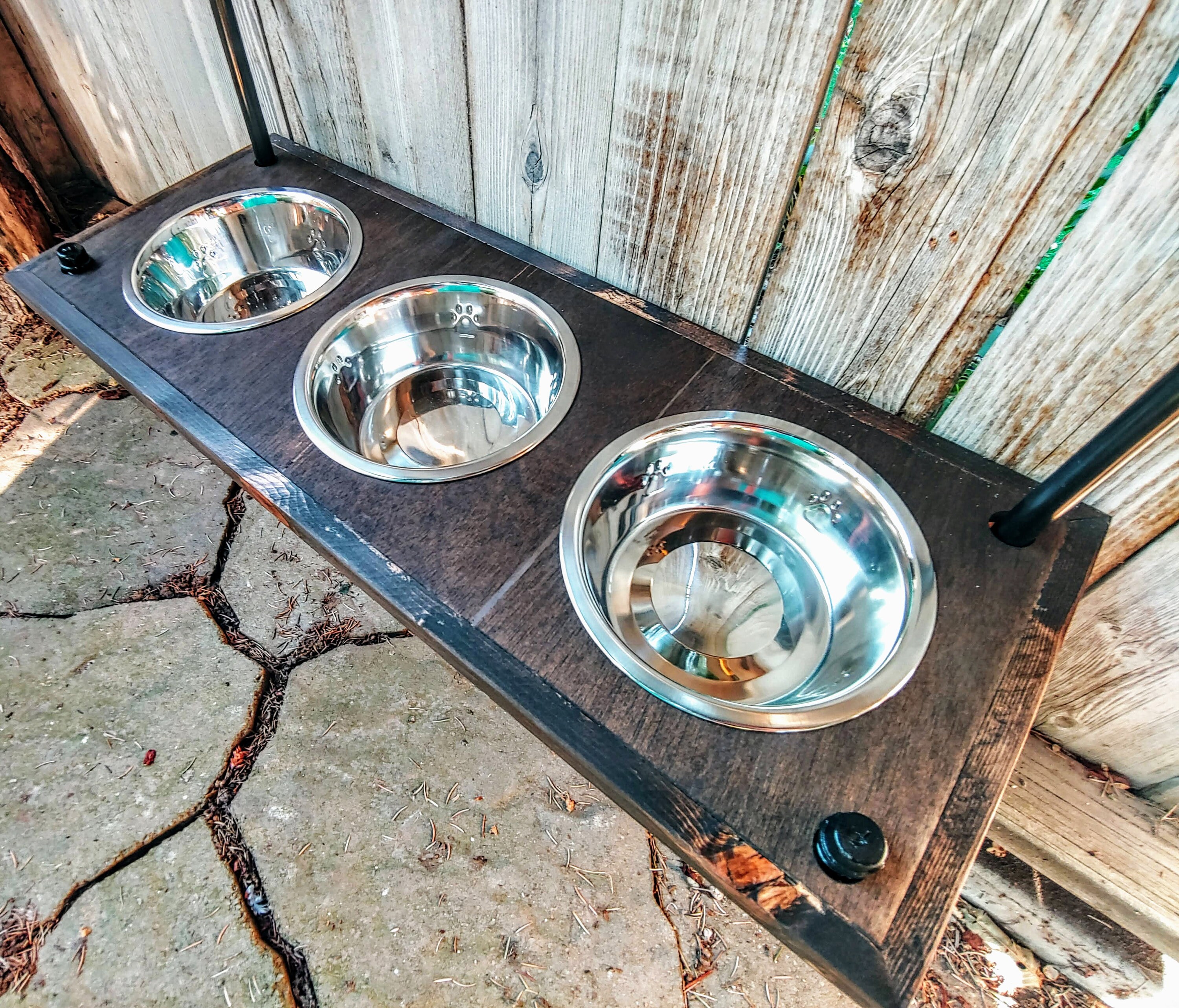 Wood Floating Raised Dog Feeder wall mounted dog dish holder Etsy