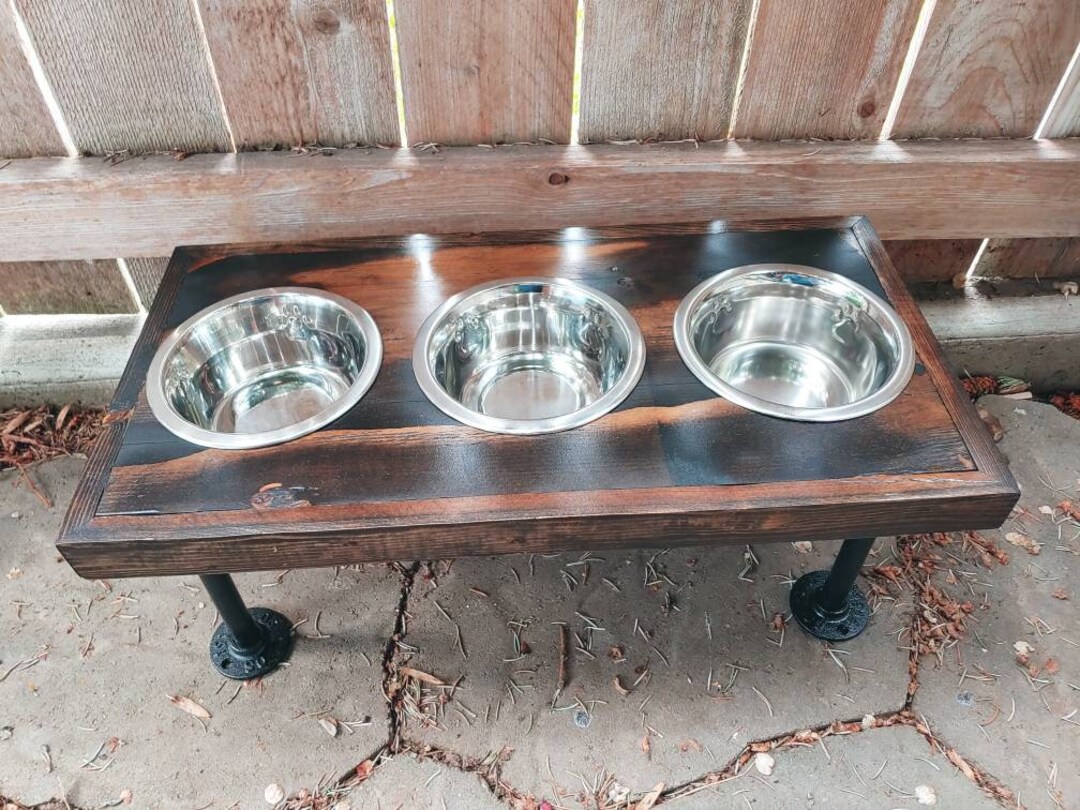 Raised Feeder, Personalized Pet, Feeder, 3 Bowl, Dog Bowl Stand