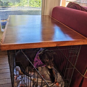 Farmhouse Style Handmade Dog Crate Topper and Cover - Upgrade Your Wire Crate with a Wood Table Top and Safety Lip!