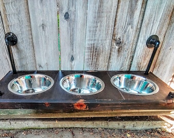 Dog Bowl Stand ,Raised Feeder, 3 Bowl Dog Feeder, Pet feeder, Elevated Dog Bowl Stand