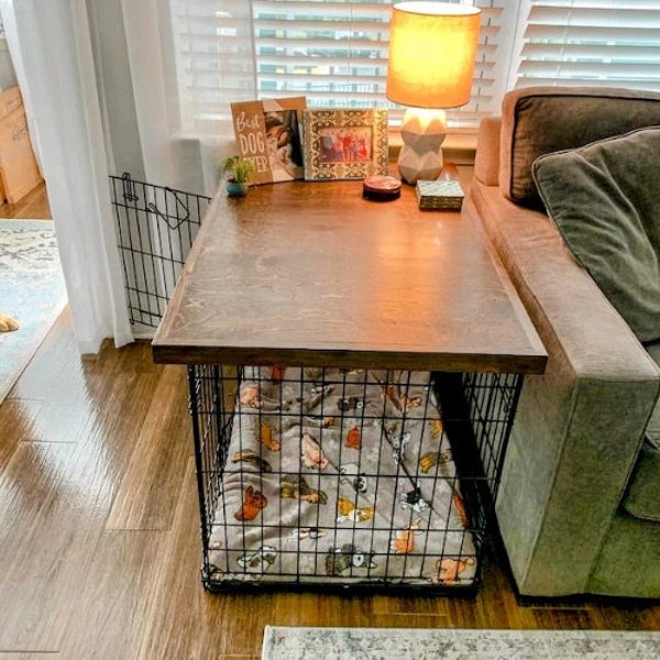 Dog Crate Topper , Safety Lip Included , Kennel Wood Table Top, Crate Cover, Dog Furniture