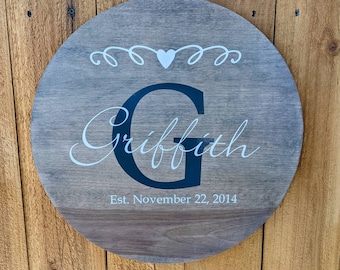 Family Last Name Sign for Personalized Wedding Gift, Farmhouse Decor Established Sign, Custom Wood Sign Engagement Gift, Wooden Name Sign