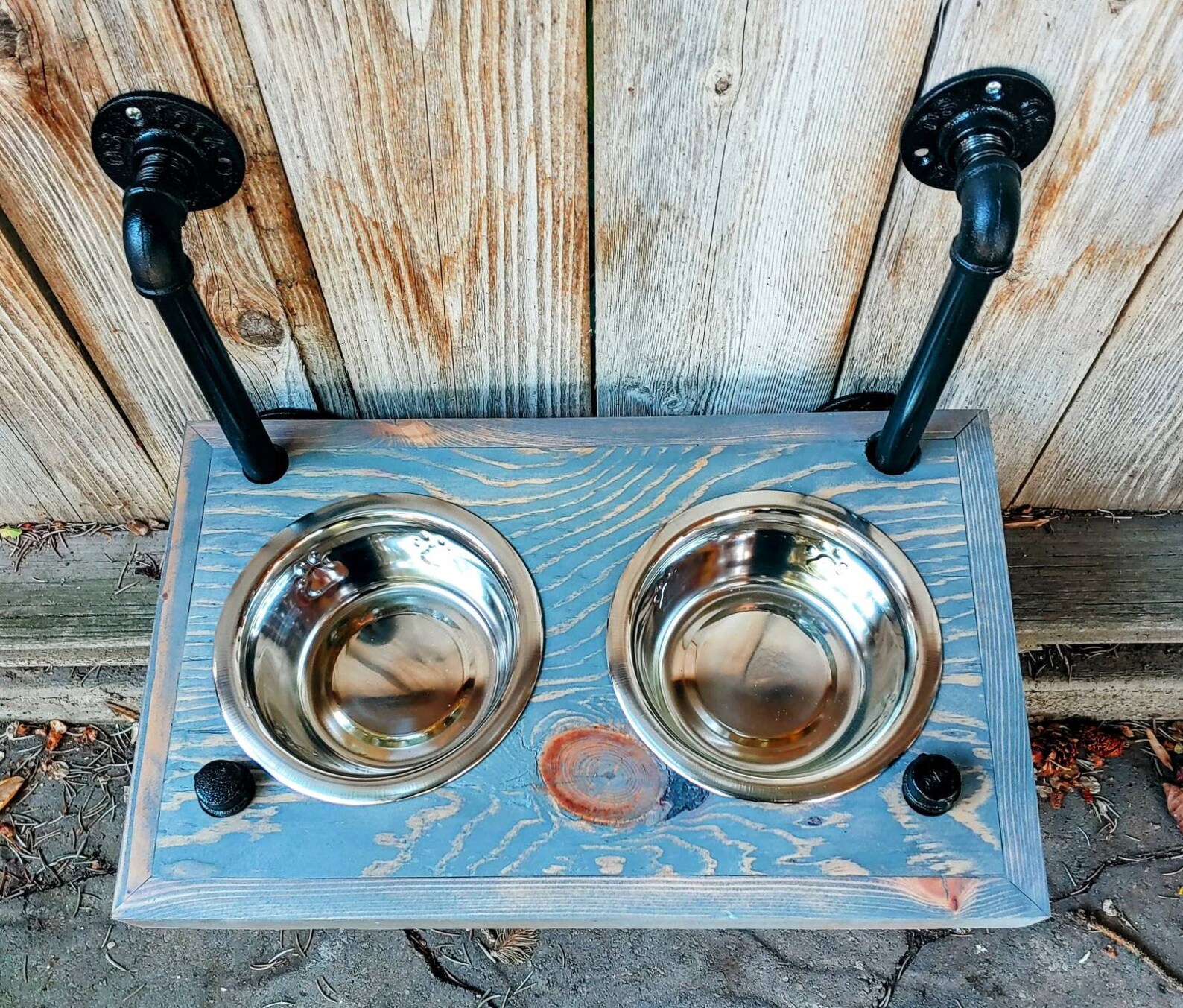 Wood Floating Raised Dog Feeder Wall Mounted Dog Dish Holder Etsy