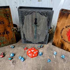 Handcrafted D&D Dice Box ,RPG Dice Storage, Personalized DnD Dice Box, Tabletop RPG Storage, Dice Box Rolling Tray, Dungeons and Dragons