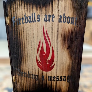 Handcrafted D&D Dice Box , Fire Ball ,RPG Dice Storage, Personalized DnD Dice Box,  RPG Storage, Dice Box Rolling Tray, Dungeons and Dragons