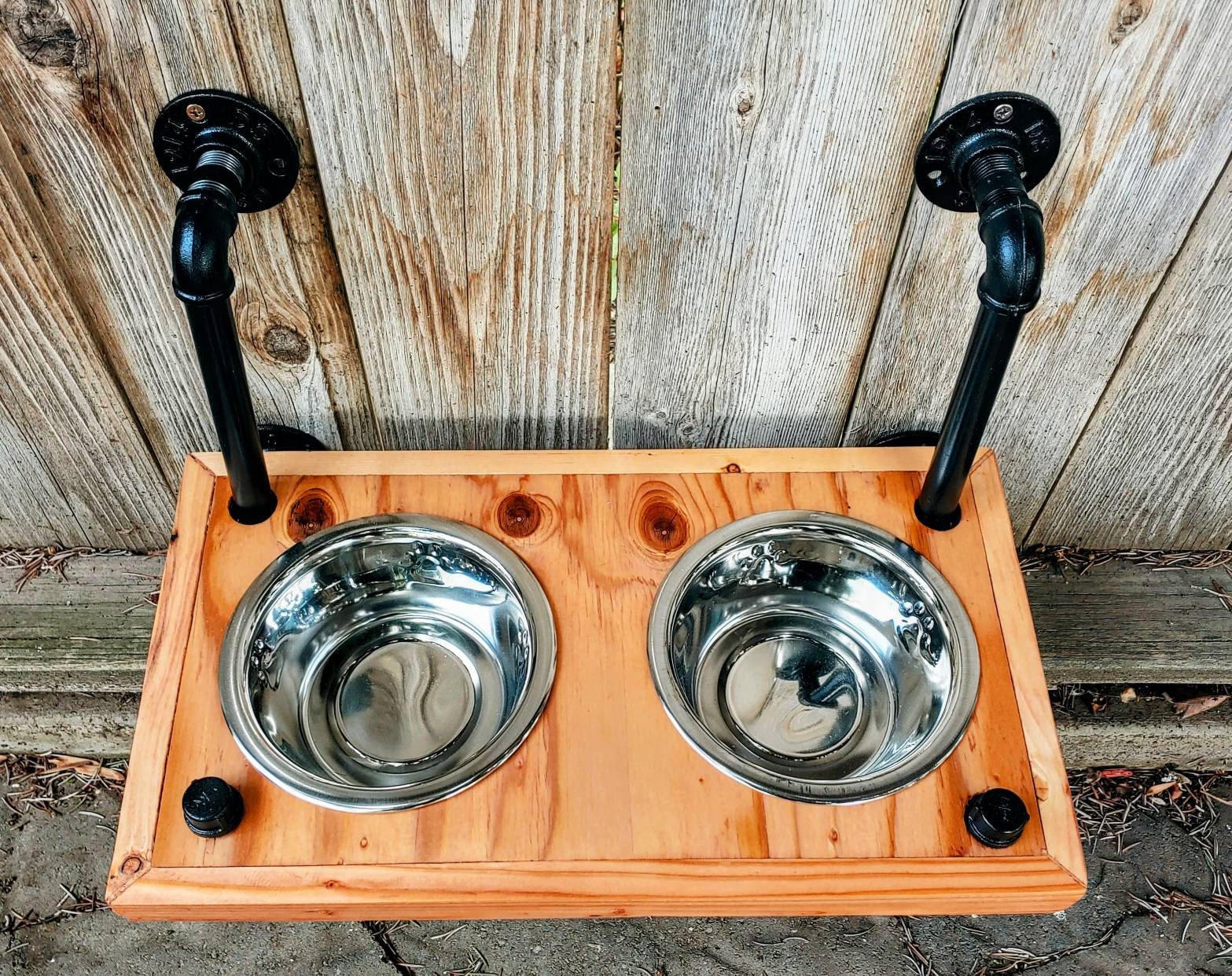 Wood Floating Raised Dog Feeder Wall Mounted Dog Dish Holder Etsy