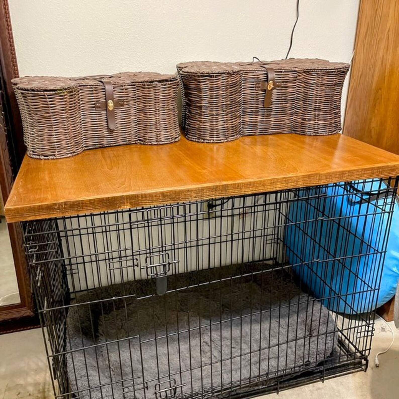 Dog Crate Topper Dog Kennel Wood Table Top Dog Crate Table Etsy