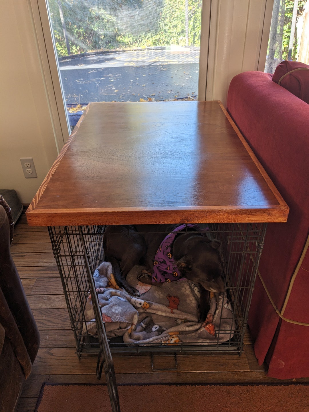 Handcrafted Wooden Dog Crate Topper Custom Pet Kennel Lid Etsy