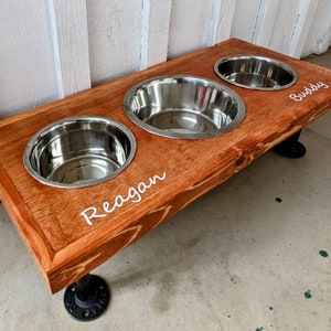 Dog Bowl Stand ,Raised Feeder, 3 Bowl Dog Feeder, Pet feeder, Elevated Dog Bowl Stand