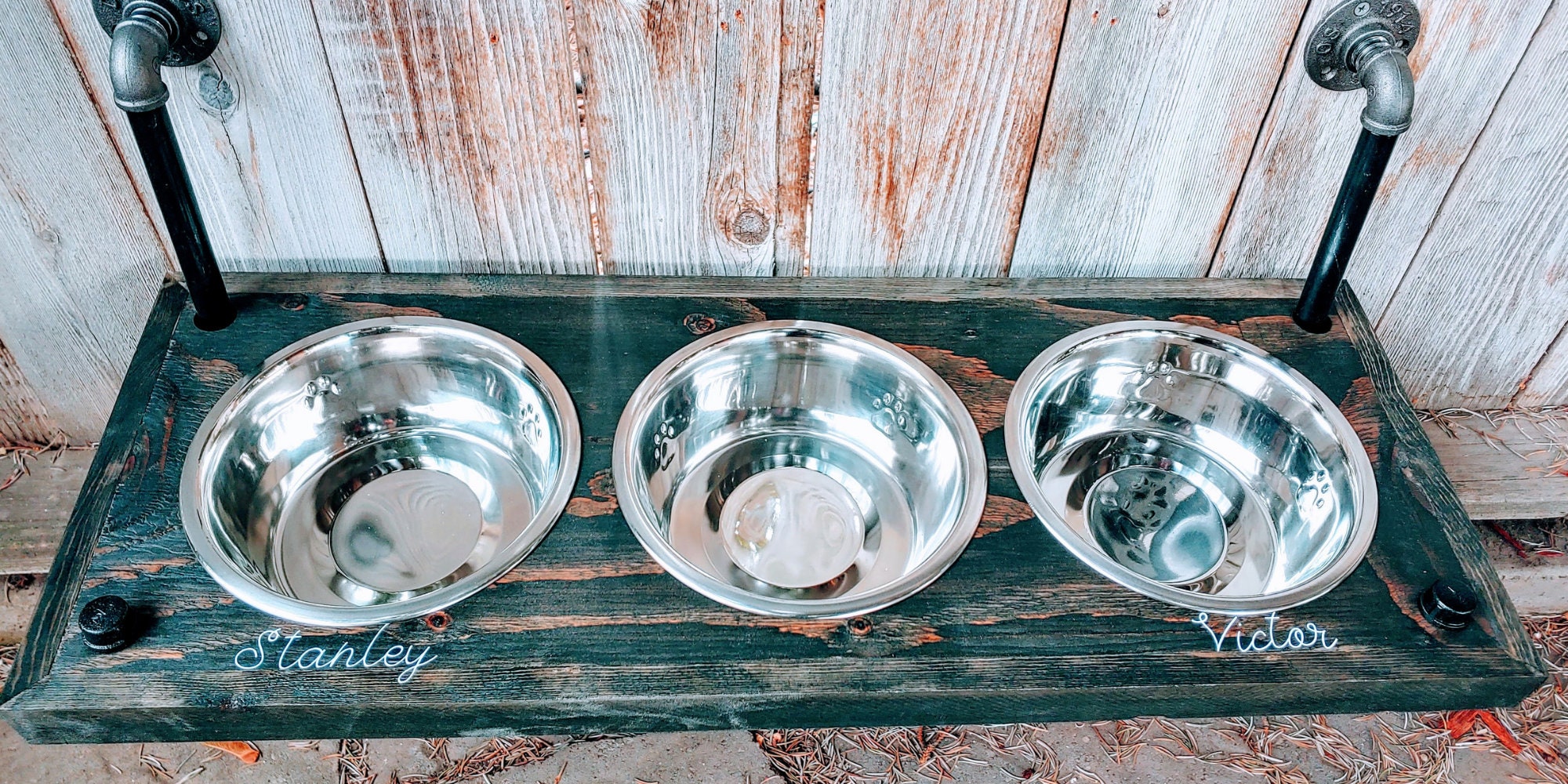 Wood Floating Raised Dog Feeder wall mounted dog dish holder Etsy