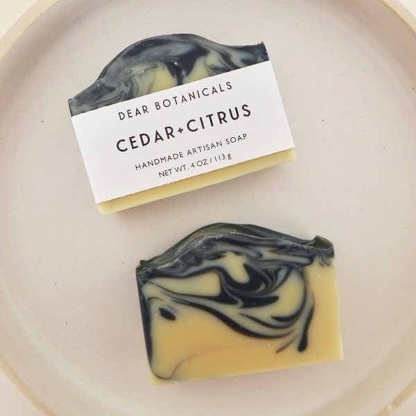 Cedar + Citrus Soap | Detox Soap, Charcoal Soap, Cedarwood, Tangerine, Petitgrain, Essential Oil Soap, Spa Gift, Onsen