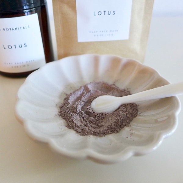 Lotus Clay Face Mask - SAMPLE SIZE | Natural Clay Facial Mask, Brightening, Detoxifying, Gentle, Self Care, Spa Gift, Stocking Stuffer