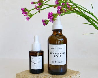 Aceite corporal de pomelo y rosa: Hidratante botánico ligero (118 ml)