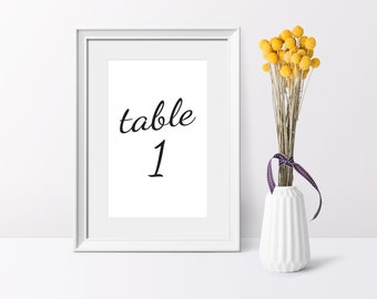 Printable Wedding Table Numbers (PDF Download) in 5x7 and 4x6 Sizes