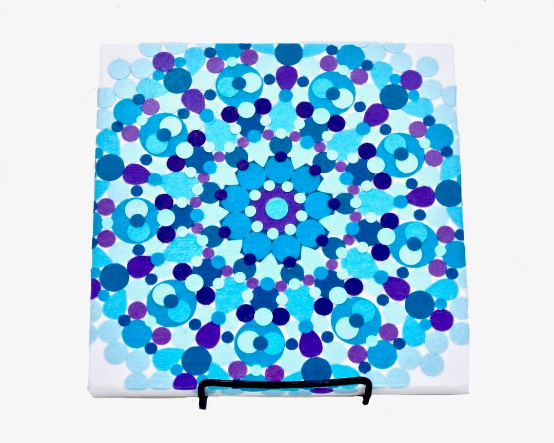 Purple Turquoise Mandala Wallet Art Artboard Punched Paper Pieces Dots