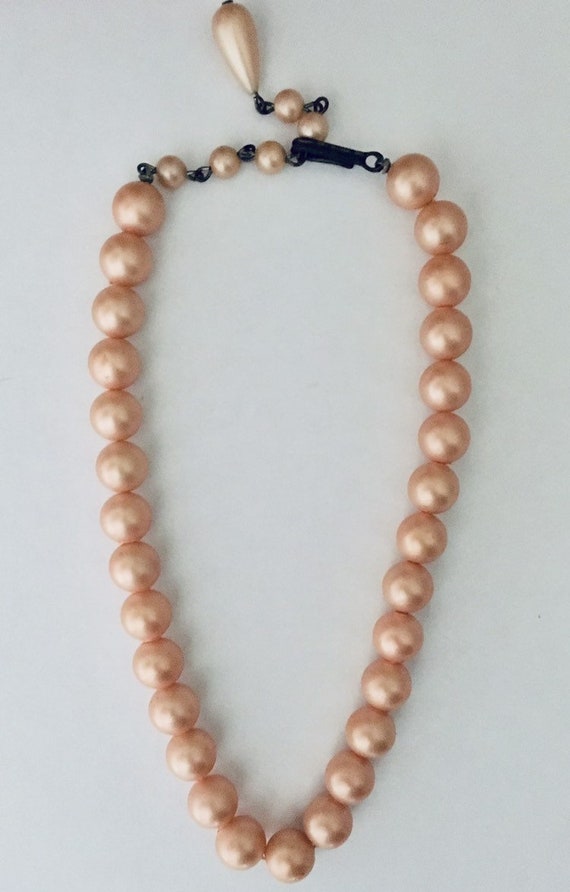 Faux Pearl Necklace Vintage 1950s Strand Champagn… - image 2