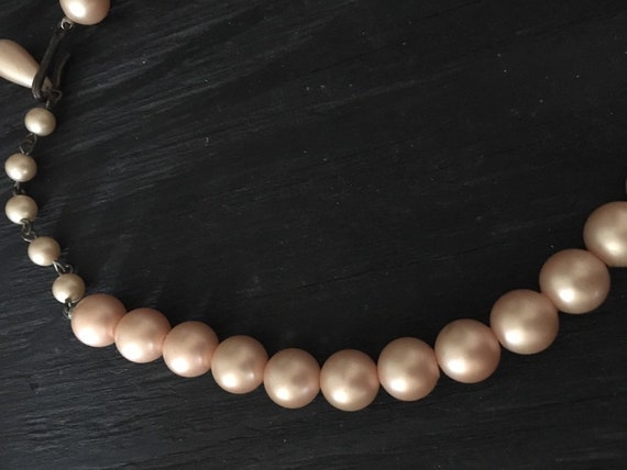 Faux Pearl Necklace Vintage 1950s Strand Champagn… - image 5