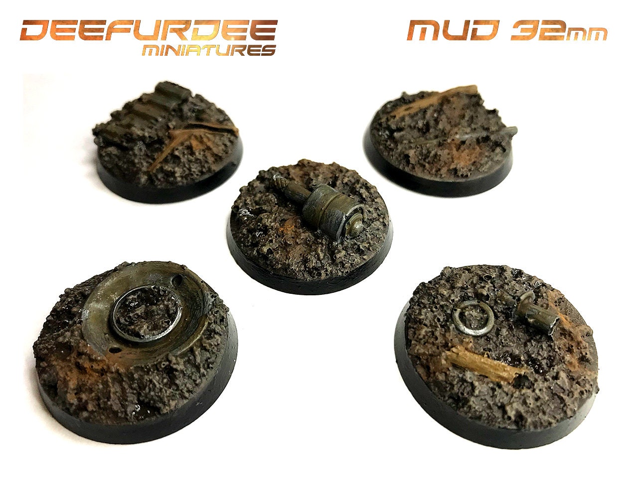 5 Muddy Pitch Bases - Tabletop Art Bloody Sports 32mm