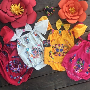 Off Shoulder Baby Romper, Mexican Baby Romper, Mexican Fiesta Outfit, Mexican Baby Girl Outfit