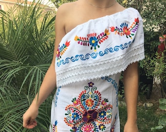 Size EXTRA LARGE Mexican Embroidered Dress - Etsy