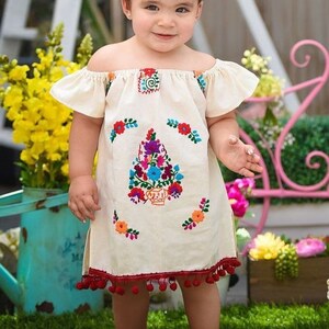 Handmade Baby Manta Dress: Embroidered Mexican Fiesta Outfit