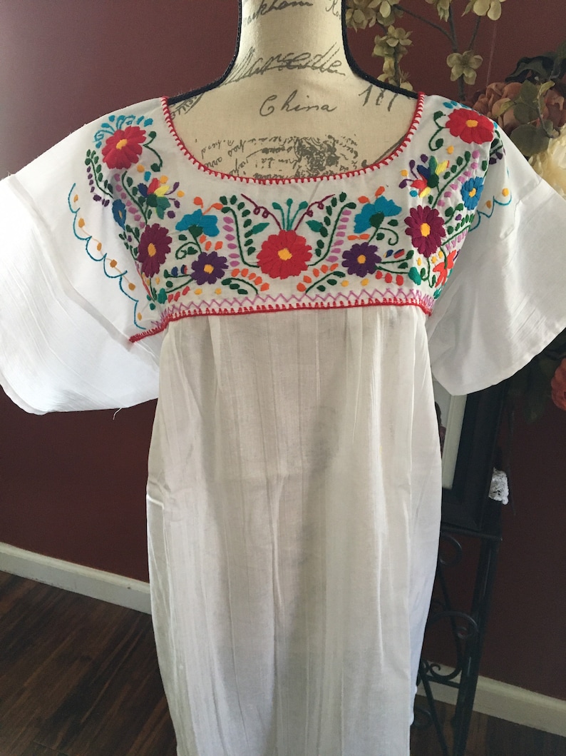 XL Mexican Embroidered Top Mexican Blouse White Mexican | Etsy
