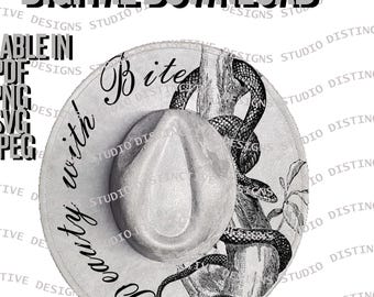 Hat Burning, Laser Engraving, Beauty with Bite Digital Design Only, Wide Brim, Svg, Png, Pdf and Jpeg Stencil