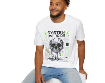 Unisex System Override Graphic T-Shirt, Softstyle Tee, Trendy Oversized Graphic Tee, Funny Cool T Shirt Gift for Men Women
