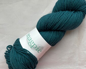 Magpie Fibers Yarn / Domestic Worsted / color: Sedum (dark teal ) / 100% Superwash Merino wool / Hand-Dyed