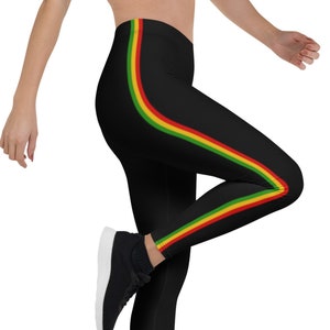 Women's Rasta Colors Leggings - Rastafari Jogging Pants, Reggae Clothing, Positive Vibration, Dancehall Vibes, Roots Culture Clothing