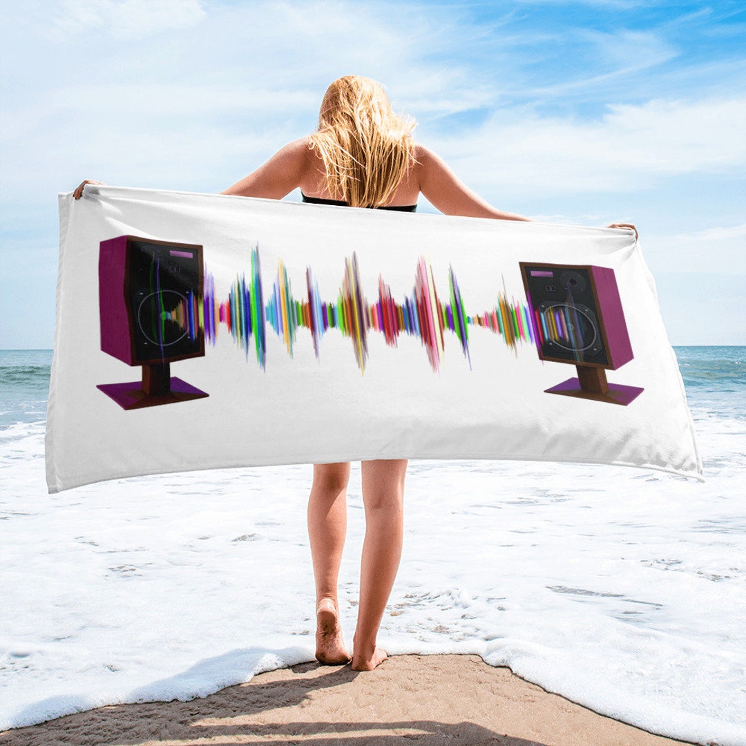 Boombox Beach Towel Ghetto Blaster Radio, Music Lover, Colorful