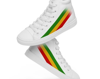 Rasta kleuren vrouwen hoge top canvas schoenen-reggae lover sneakers Ethiopië schoenen reggae kleding Jamaica sneakers positieve vibratie Schoenen Herenschoenen Sneakers & Sportschoenen Hoge sneakers 