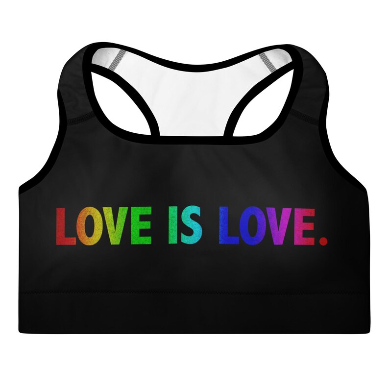 Queer Pride Padded Sports Bra- FREE Shipping in US, Love Wins Tee, Straight Not Narrow, Gay Friendly, LGBT Pride, Love Is Love image 8