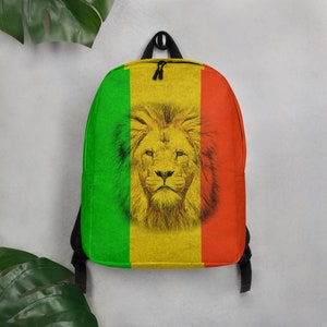 Rasta Lion Backpack - Red, Gold and Green Rebel Lion bag, Rastafari Bag, Reggae Backpack, Positive Vibration, Roots Culture