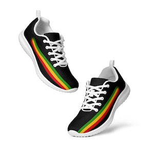 Black Rasta Colors Men’s Sneakers - Reggae Athletic Shoes, Rasta Clothing, Positive Vibration, Sporty Africa Shoes, Ethiopia Footwear