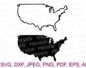 USA map usa map solid and outline usa cut and print files usa SVG dxf eps pdf ai JPEG png cricut silhouette sb-46