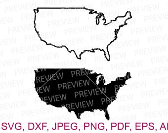 USA map usa map solid and outline usa cut and print files usa SVG dxf eps pdf ai JPEG png cricut silhouette sb-46