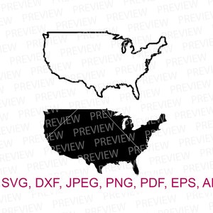 USA map usa map solid and outline usa cut and print files usa SVG dxf eps pdf ai JPEG png cricut silhouette sb-46
