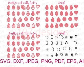 107 Football Baseball Basketball Earrings SVG Vynil Earring SVG Cut File Leather Template Earrings SVG files for cricut silhouette sb-76