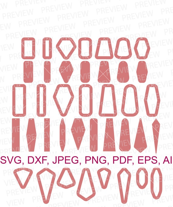 Rectangle Earrings SVG Rectangular Earring SVG cutout earrings, Earrings Template png Leather Earrings SVG files for cricut silhouette sb-64