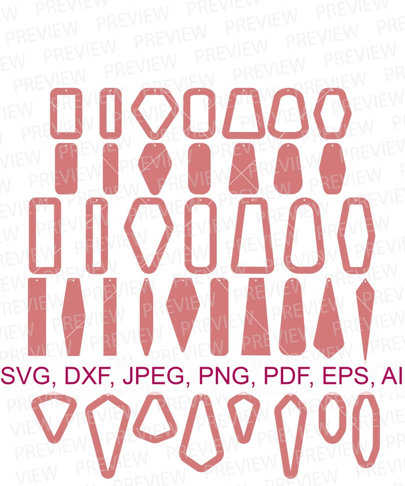 Rectangle Earrings SVG Rectangular Earring SVG cutout earrings, Earrings Template png Leather Earrings SVG files for cricut silhouette sb-64 image 1
