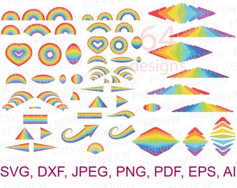 64 Rainbow SVG ensemble Rainbows pour les enfants bundle Rainbow clipart svg vectors commercial utiliser des fichiers svg pour cricut sb-84